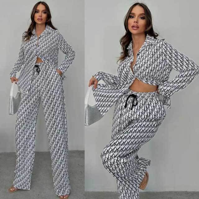 Printed Casual Shirt Top Pants Set