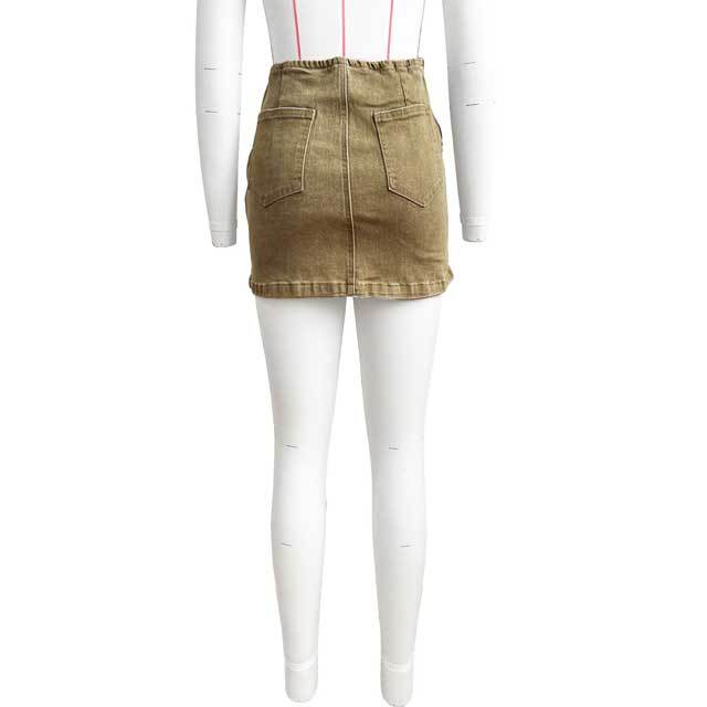 Embroidery Patchwork Denim Zipper Mini Skirt