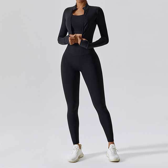 Outdoor Sports Tight-fitting Yoga Clothing 3 Pieces Set