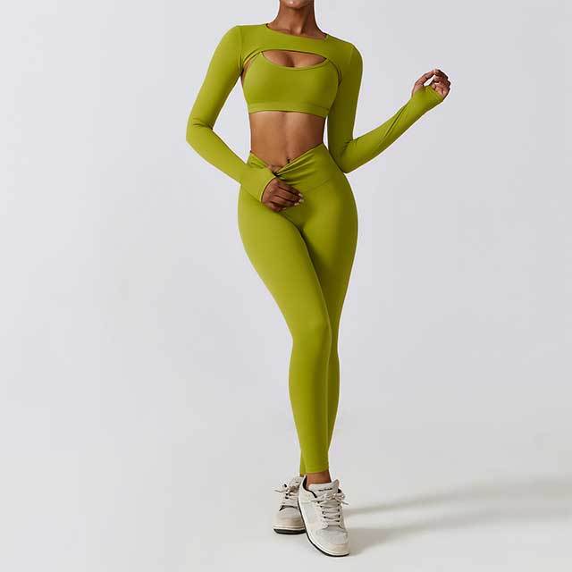High-waist Yoga Clothing Three-piece Pant Set