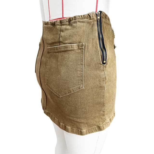 Embroidery Patchwork Denim Zipper Mini Skirt