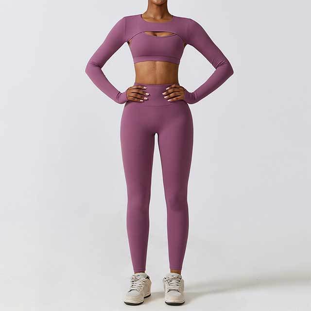 High-waist Yoga Clothing Three-piece Pant Set