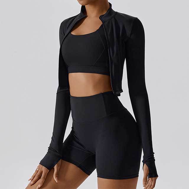 Sports Tight Yoga Wear 3 Pieces Short Set