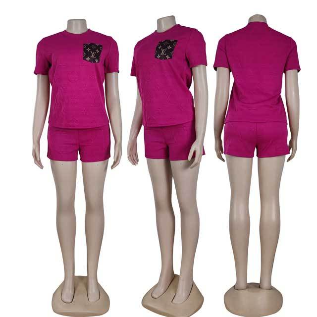 Fashion Embossing Short Tracksuit Set