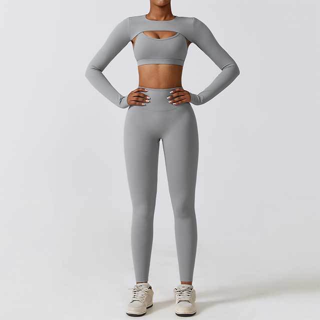 High-waist Yoga Clothing Three-piece Pant Set