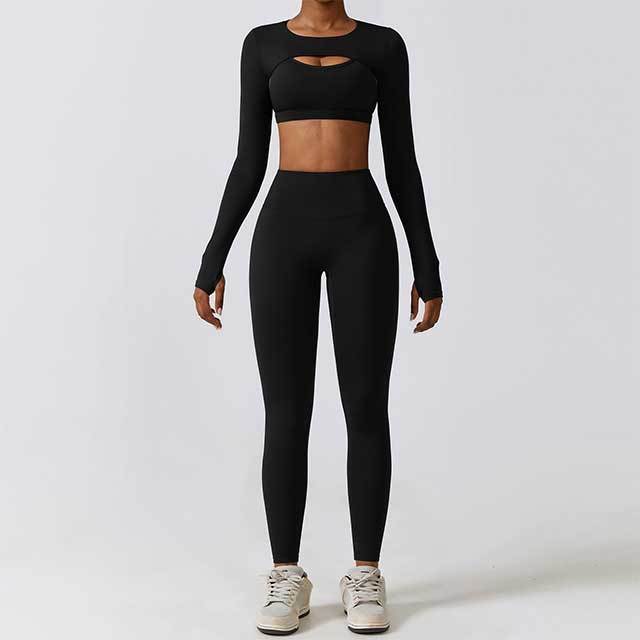 High-waist Yoga Clothing Three-piece Pant Set