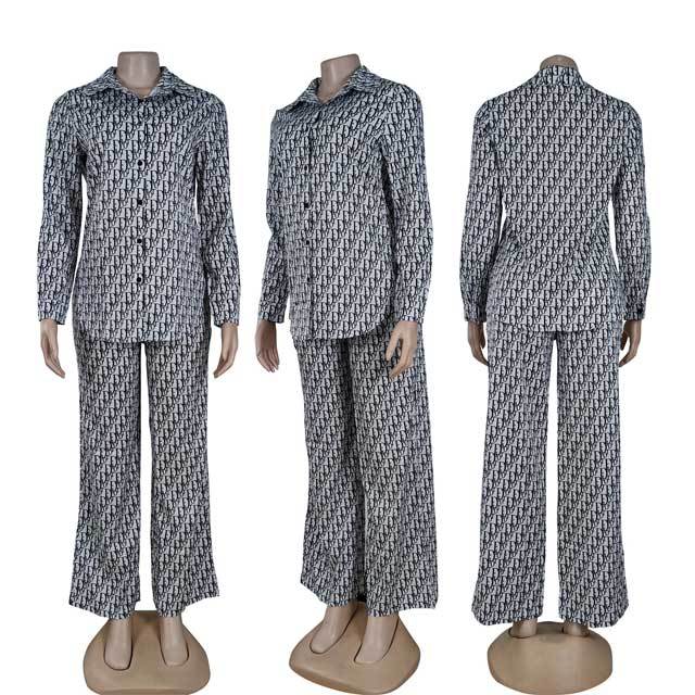 Printed Casual Shirt Top Pants Set