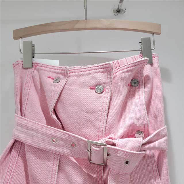 Buckle Strap Denim Strapless Top