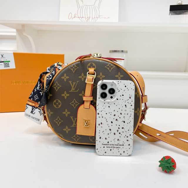 Leather Round-Shaped Messenger Bag