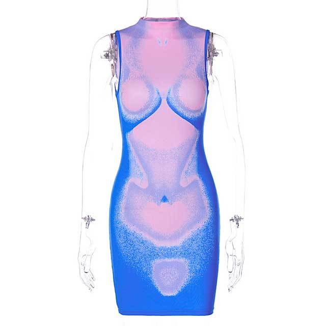 Trendy Printed Sleeveless Bodycon Dress