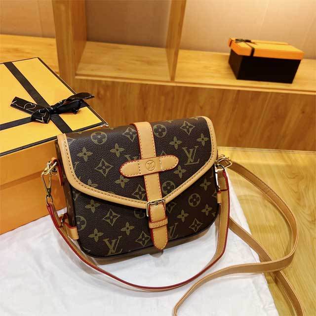 Printed Leather Messenger Bag