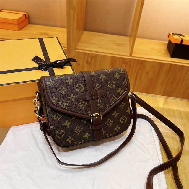 Printed Leather Messenger Bag