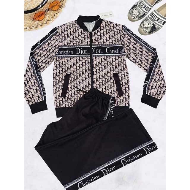 Printed Casual Jacket Top Pants Set