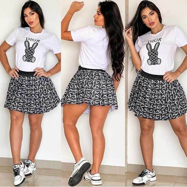 Printed Pleated Skirt Set