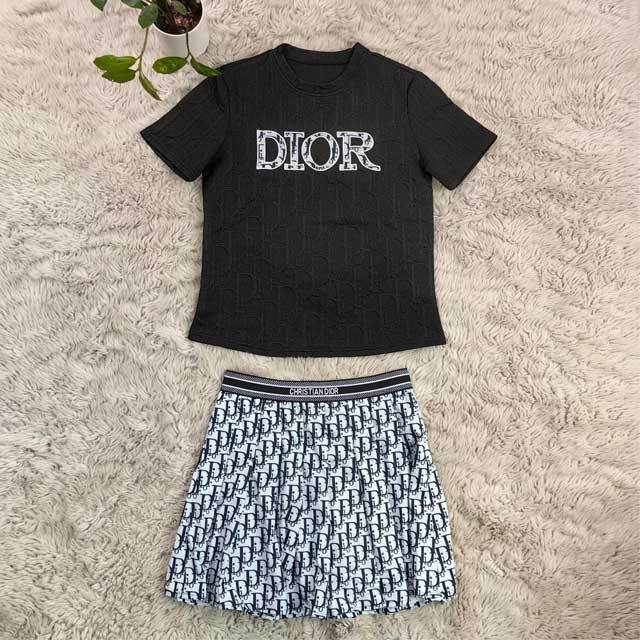 Fashion Print Pleated Skirt Set
