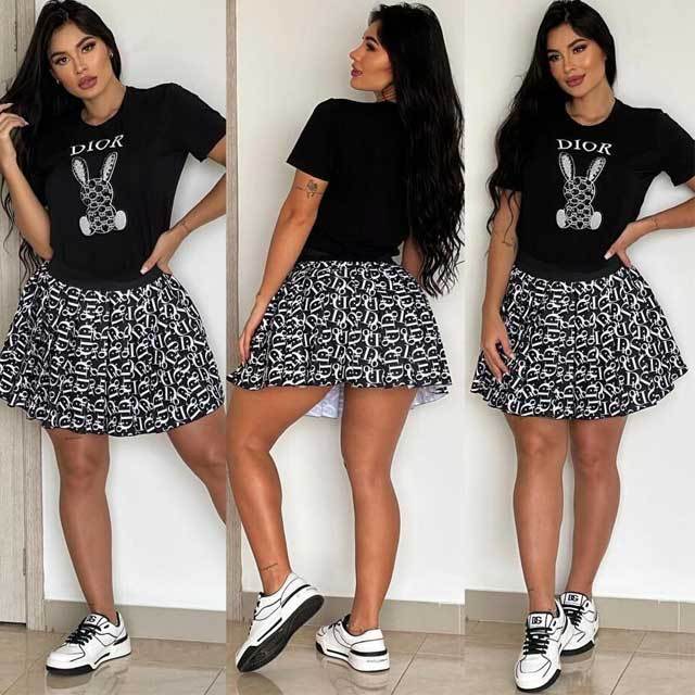 Printed Pleated Skirt Set