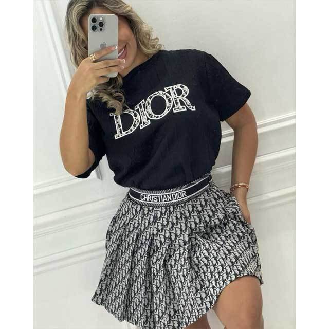 Fashion Print Pleated Skirt Set