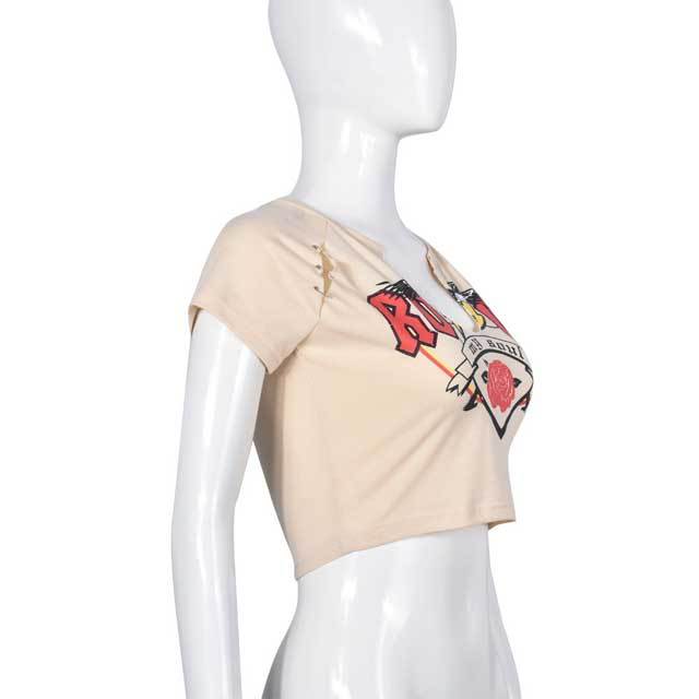 Pin Hollow Out Crop Tees
