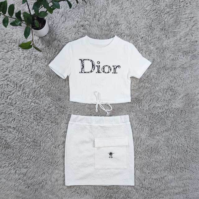 Letter Embossing Mini Skirt Set