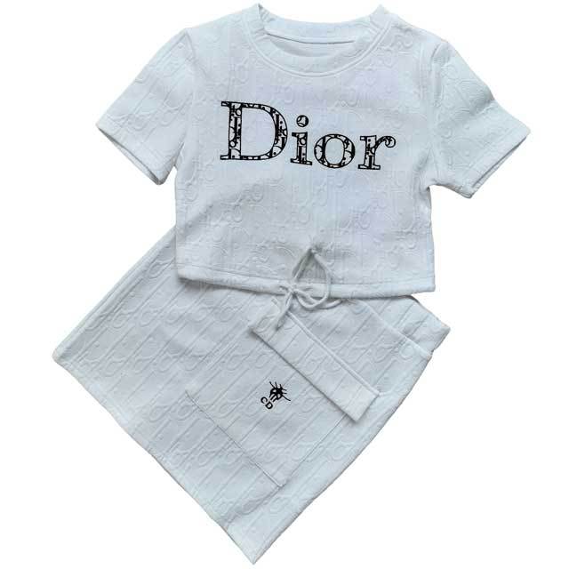 Letter Embossing Mini Skirt Set