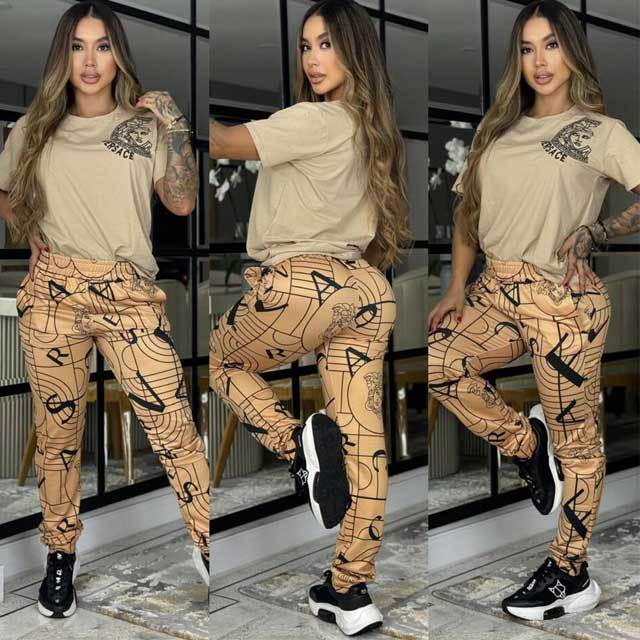 Printed Short Sleeve Casual Jogging Suit