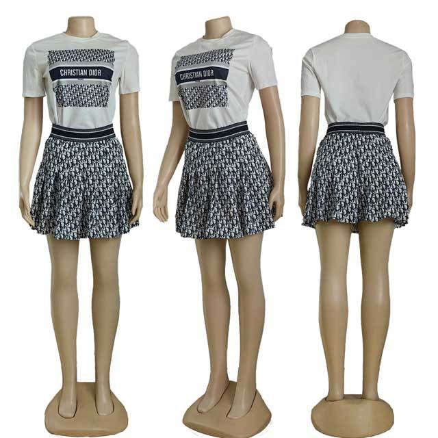 Printed Pleated Skirt Set
