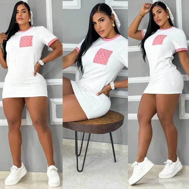 Letter Embossing Bodycon Dress