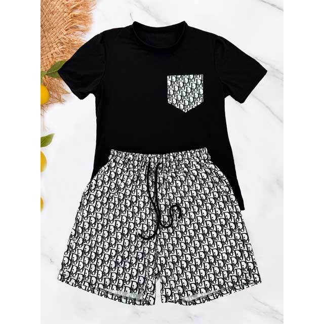 Printed Drawstring Short Set