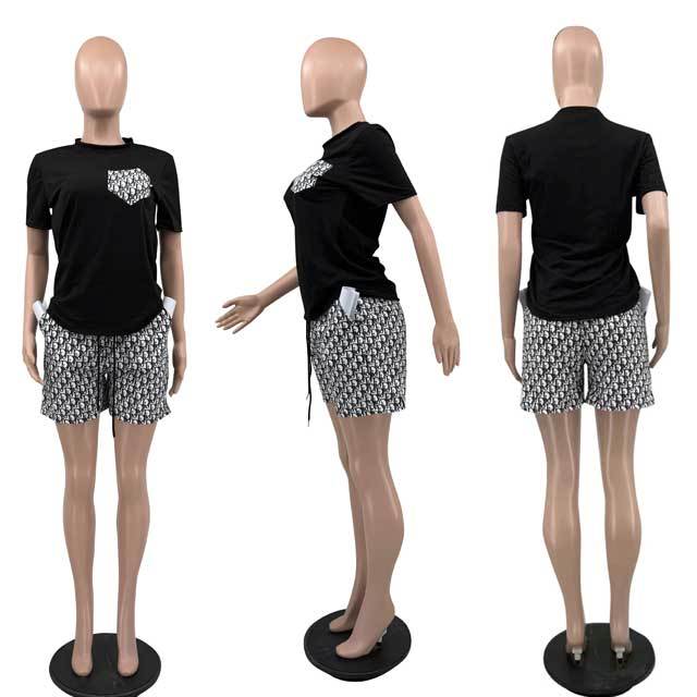 Printed Drawstring Short Set