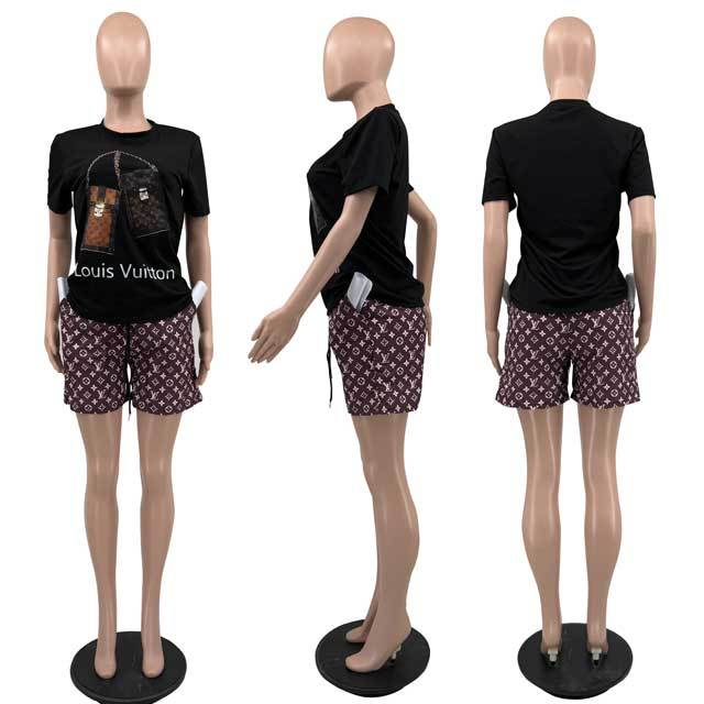 Printed Drawstring Short Set