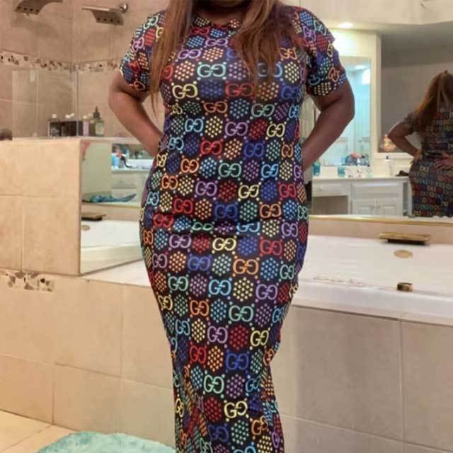 Short Sleeve Printed Maxi Dress