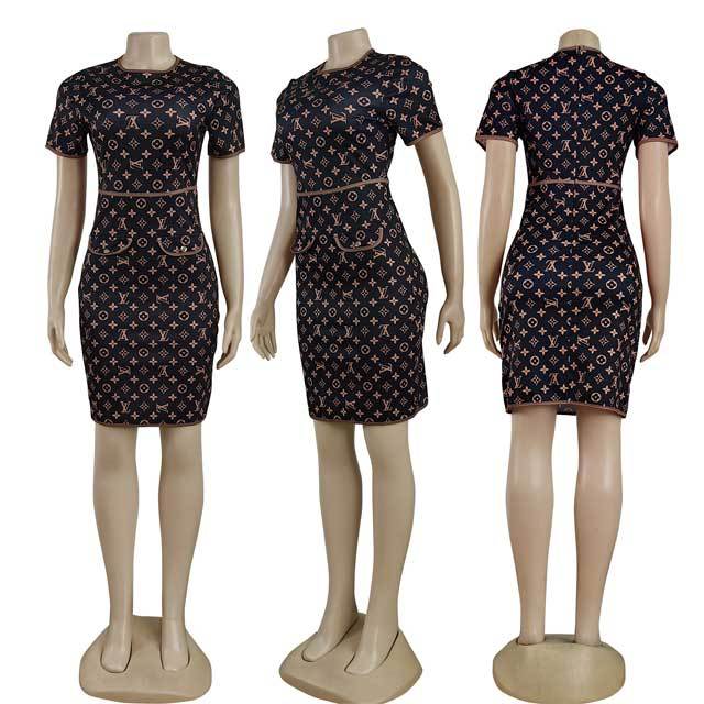 Short Sleeve Printed Bodycon Dress