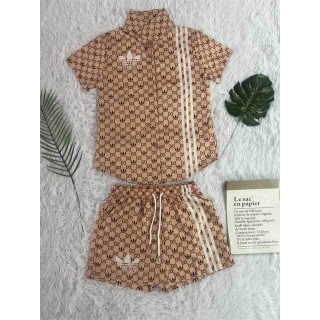 Printed Shirt Top Casual Short Set