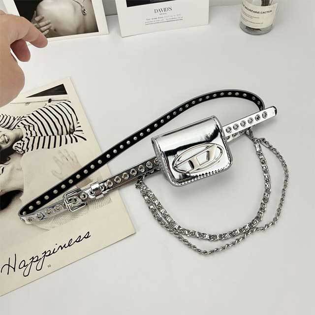 Versatile Studded Punk Chain Belt Bag