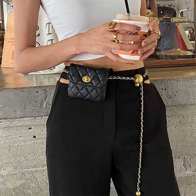 Retro Gold Ball Waist Chains Belt Bag