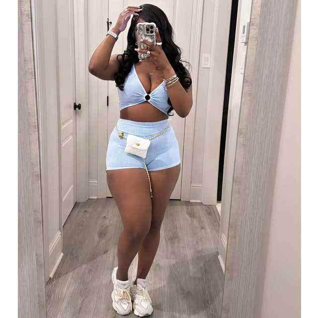 Washed Distressed Tank Top Short Set