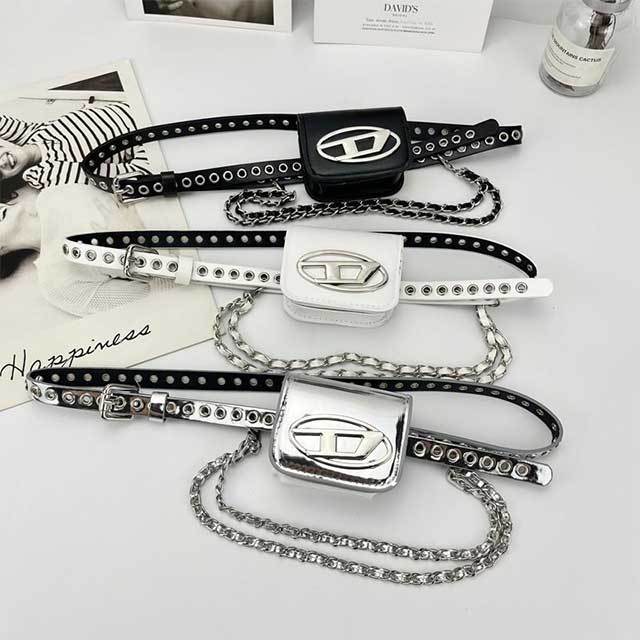 Versatile Studded Punk Chain Belt Bag