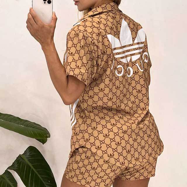 Printed Shirt Top Casual Short Set