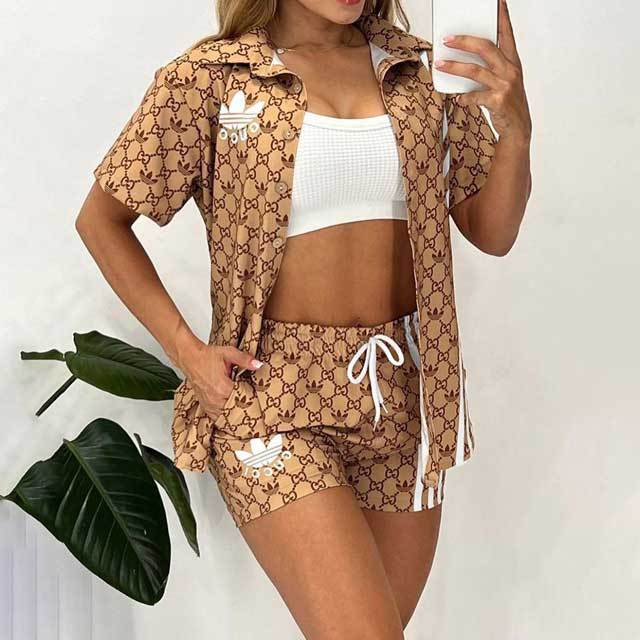 Printed Shirt Top Casual Short Set