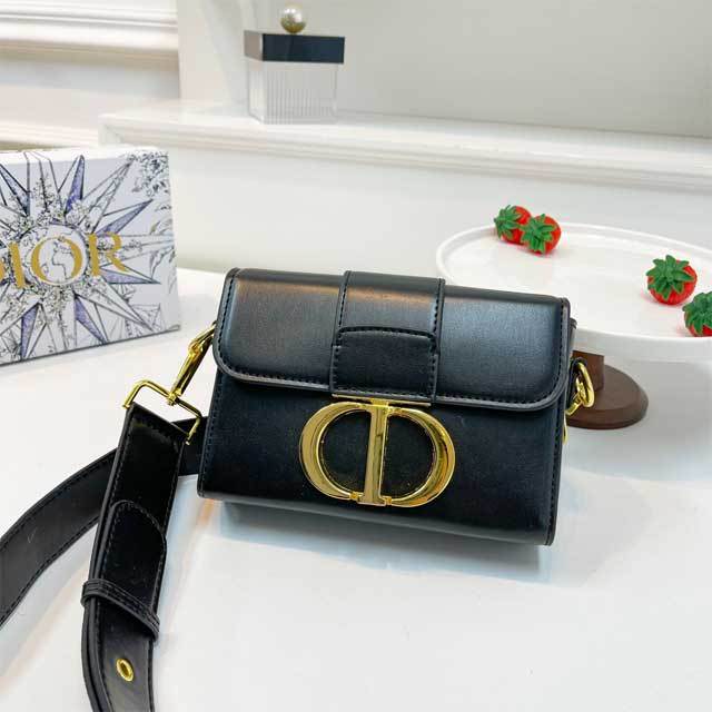 Metal Logo Leather Messenger Bag