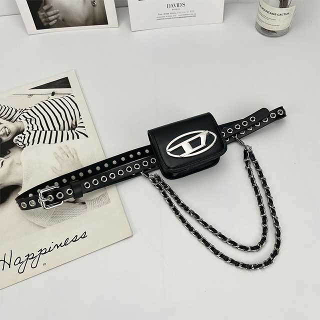 Versatile Studded Punk Chain Belt Bag