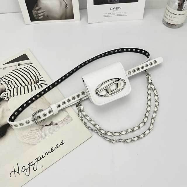 Versatile Studded Punk Chain Belt Bag