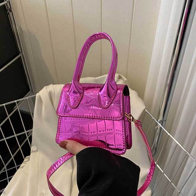 Glossy Stone Pattern PU Leather Crossbody Mini Bag