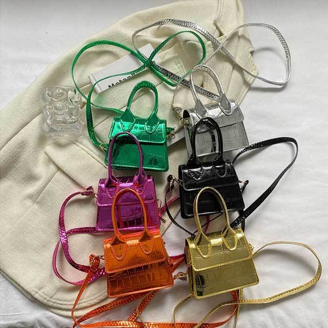 Glossy Stone Pattern PU Leather Crossbody Mini Bag