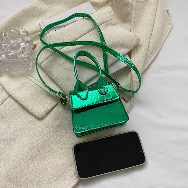 Glossy Stone Pattern PU Leather Crossbody Mini Bag