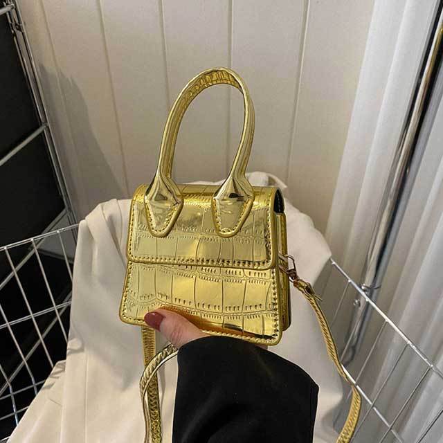 Glossy Stone Pattern PU Leather Crossbody Mini Bag