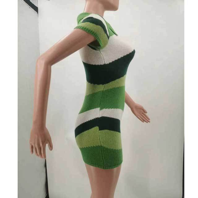 Knit Color Block Polo Romper