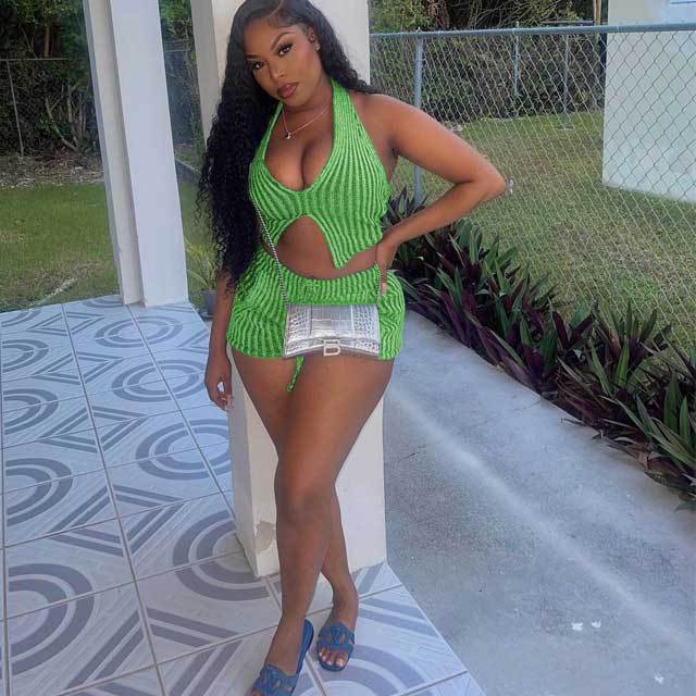 Knit Halter Top Casual Short Set
