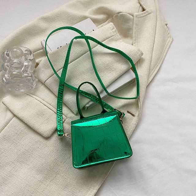 Glossy Stone Pattern PU Leather Crossbody Mini Bag