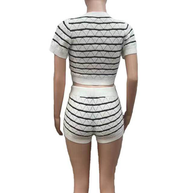 Knit Striped Short Set